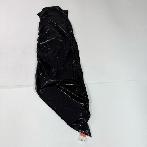 Cider Dress Womens XL Faux Leather High Neck Asymmetrical Hem Witchy Grunge 90s - Picture 1 of 9